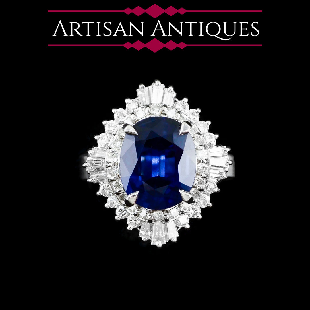 A Magnificent Large Sapphire Diamond Platinum Ring – Artisan