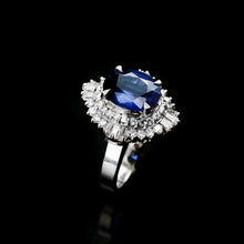 Load image into Gallery viewer, A Magnificent Large Sapphire &amp; Diamond Platinum Ring
