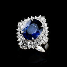 Load image into Gallery viewer, A Magnificent Large Sapphire &amp; Diamond Platinum Ring
