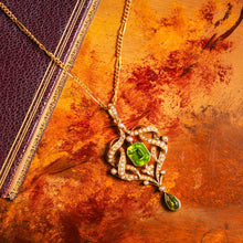 Load image into Gallery viewer, A Beautiful Antique Edwardian 9K Gold Peridot &amp; Seeded Pearl Necklace - c.1900
