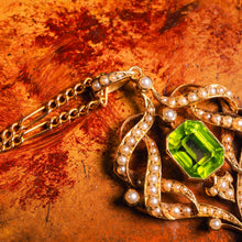 Load image into Gallery viewer, A Beautiful Antique Edwardian 9K Gold Peridot &amp; Seeded Pearl Necklace - c.1900
