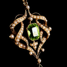 Load image into Gallery viewer, A Beautiful Antique Edwardian 9K Gold Peridot &amp; Seeded Pearl Necklace - c.1900
