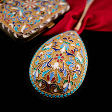 Load image into Gallery viewer, Antique Imperial Russian Large Silver Cloisonne Enamel Serving Spoon - c.1880
