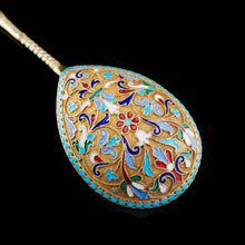 Load image into Gallery viewer, Antique Imperial Russian Large Silver Cloisonne Enamel Serving Spoon - c.1880

