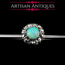 Load image into Gallery viewer, Antique 18K White Gold Opal &amp; Diamond Cluster Pin Brooch - c.1910
