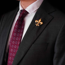 Load image into Gallery viewer, Antique Victorian Large 18K Gold &amp; Ruby Fleur De Lis Brooch - c.1900
