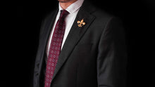 Load image into Gallery viewer, Antique Victorian Large 18K Gold &amp; Ruby Fleur De Lis Brooch - c.1900
