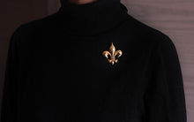 Load image into Gallery viewer, Antique Victorian Large 18K Gold &amp; Ruby Fleur De Lis Brooch - c.1900
