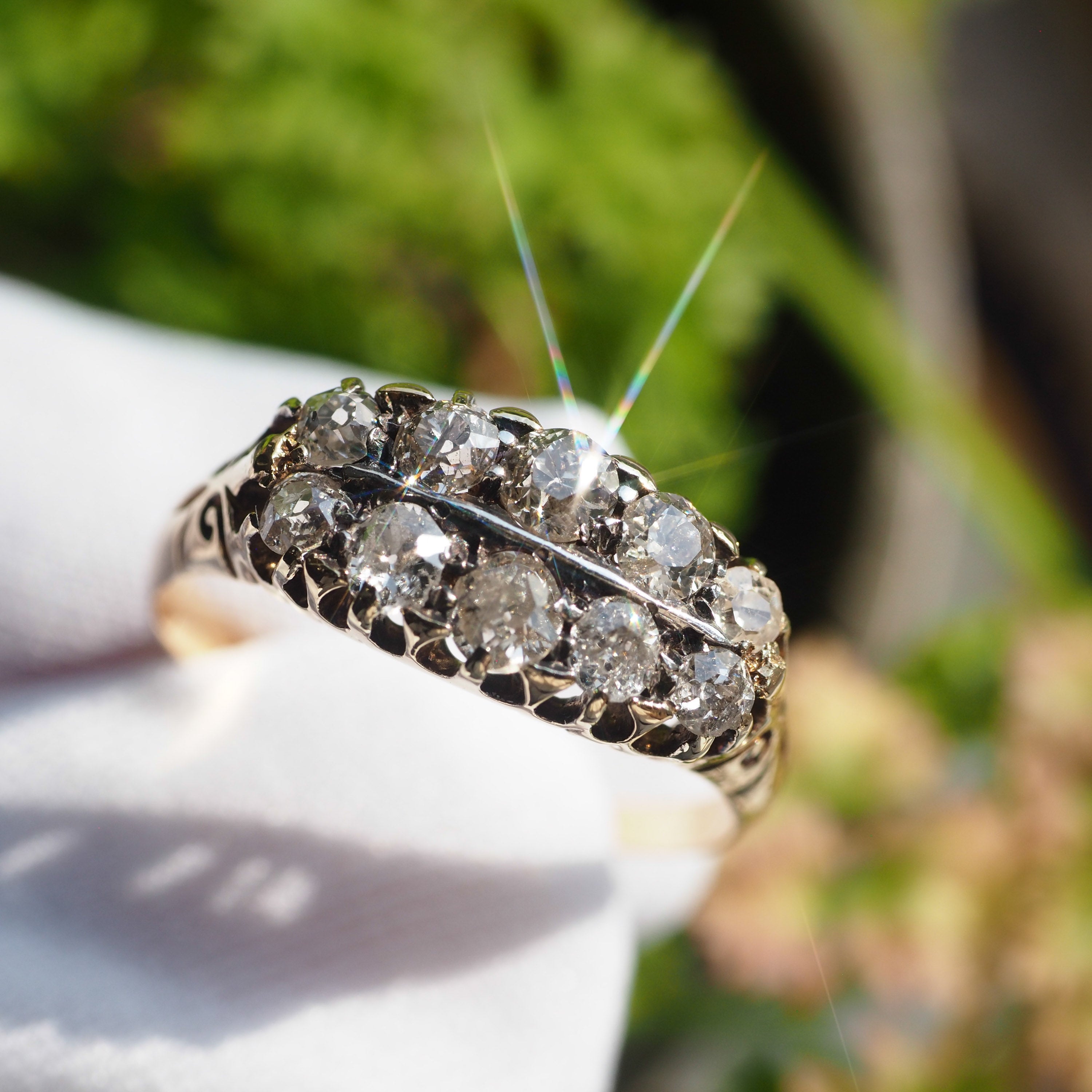 Antique silver diamond discount ring