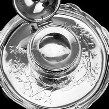 Load image into Gallery viewer, Antique Victorian Solid Silver Inkstand/Inkwell Aesthetic Movement Design - Martin Hall &amp; Co. 1877
