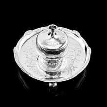 Load image into Gallery viewer, Antique Victorian Solid Silver Inkstand/Inkwell Aesthetic Movement Design - Martin Hall &amp; Co. 1877

