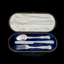 Load image into Gallery viewer, Antique Victorian Solid Silver Traveling/Christening Cutlery Set - Aaron Hadfield 1849
