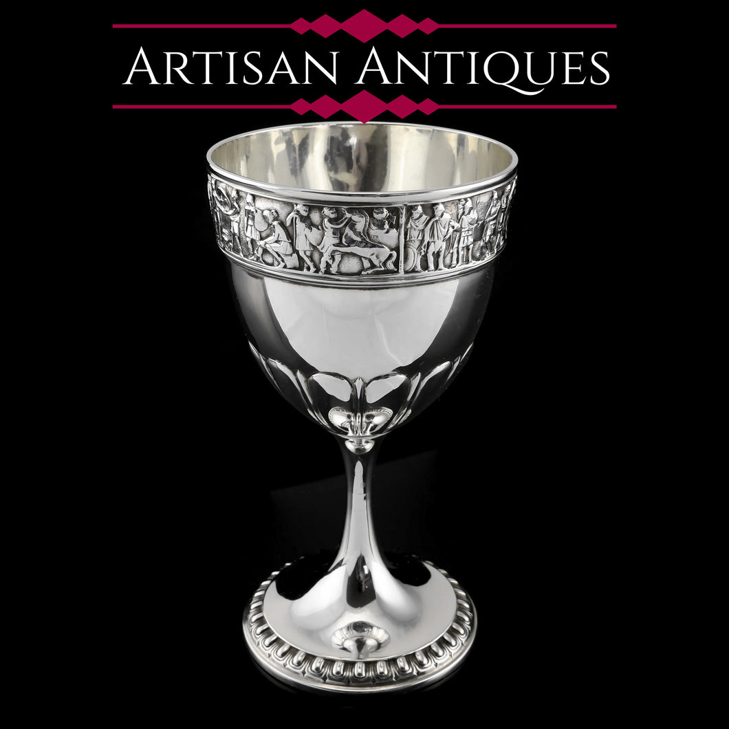 Antique Solid Silver Goblet/Cup with Roman Frieze - Elkington & Co 1902