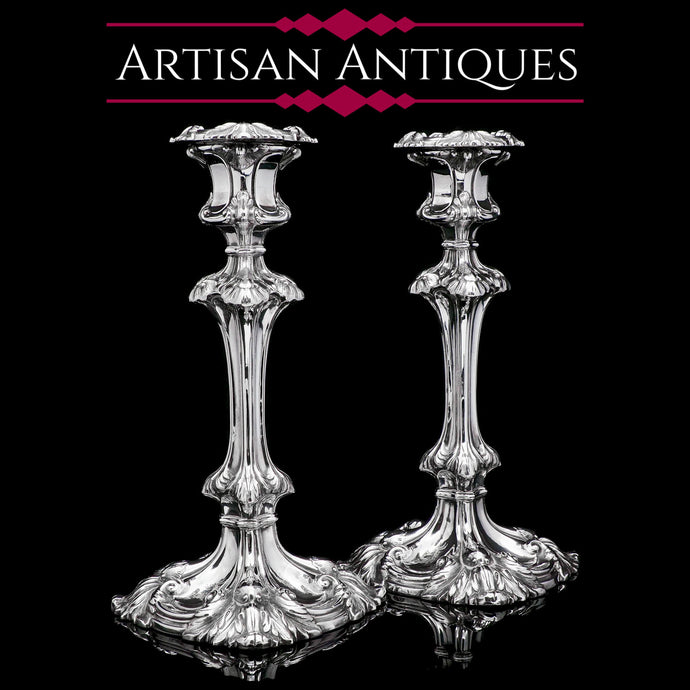 A Marvellous Pair of Sterling Silver Georgian Candlesticks - Henry Wilkinson & Co 1837 - Artisan Antiques