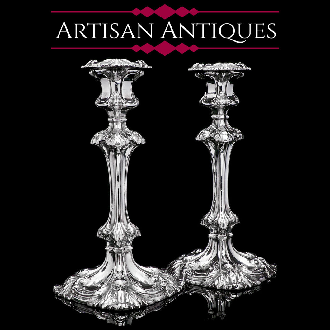A Marvellous Pair of Sterling Silver Georgian Candlesticks - Henry Wilkinson & Co 1837 - Artisan Antiques