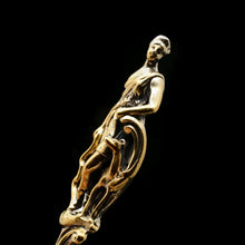 Load image into Gallery viewer, Victorian Silver Gilt Sugar Sifter Spoon &#39;Diana the Huntress&#39; Figure - Francis Higgins 1854 - Artisan Antiques

