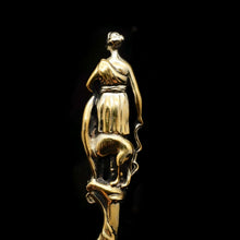 Load image into Gallery viewer, Victorian Silver Gilt Sugar Sifter Spoon &#39;Diana the Huntress&#39; Figure - Francis Higgins 1854 - Artisan Antiques
