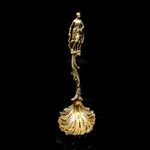 Load image into Gallery viewer, Victorian Silver Gilt Sugar Sifter Spoon &#39;Diana the Huntress&#39; Figure - Francis Higgins 1854 - Artisan Antiques
