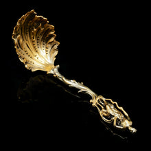 Load image into Gallery viewer, Victorian Silver Gilt Sugar Sifter Spoon &#39;Diana the Huntress&#39; Figure - Francis Higgins 1854 - Artisan Antiques
