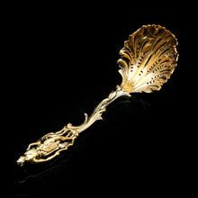 Load image into Gallery viewer, Victorian Silver Gilt Sugar Sifter Spoon &#39;Diana the Huntress&#39; Figure - Francis Higgins 1854 - Artisan Antiques
