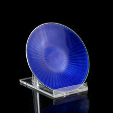 Load image into Gallery viewer, Antique Solid Silver Blue Guilloche Enamel Pin Dish - Henry James Hulbert 1914
