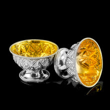 Load image into Gallery viewer, Antique Solid Silver Salt Cellars, Unique Abercorn Pattern - Robert Hennell 1870
