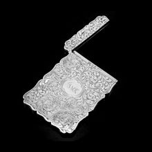 Load image into Gallery viewer, Antique Solid Silver Card Case Beautifully Hand Engraved Acanthus Motif - Edward Smith 1862

