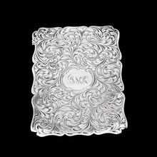 Load image into Gallery viewer, Antique Solid Silver Card Case Beautifully Hand Engraved Acanthus Motif - Edward Smith 1862
