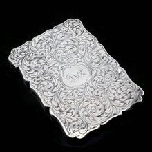 Load image into Gallery viewer, Antique Solid Silver Card Case Beautifully Hand Engraved Acanthus Motif - Edward Smith 1862
