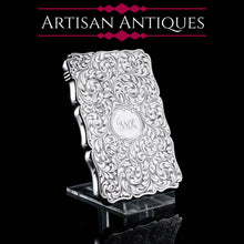 Load image into Gallery viewer, Antique Solid Silver Card Case Beautifully Hand Engraved Acanthus Motif - Edward Smith 1862
