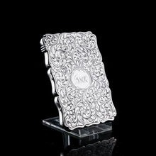 Load image into Gallery viewer, Antique Solid Silver Card Case Beautifully Hand Engraved Acanthus Motif - Edward Smith 1862

