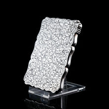 Load image into Gallery viewer, Antique Solid Silver Card Case Beautifully Hand Engraved Acanthus Motif - Edward Smith 1862
