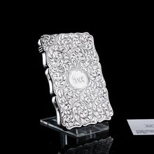 Load image into Gallery viewer, Antique Solid Silver Card Case Beautifully Hand Engraved Acanthus Motif - Edward Smith 1862
