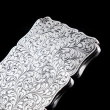 Load image into Gallery viewer, Antique Solid Silver Card Case Beautifully Hand Engraved Acanthus Motif - Edward Smith 1862
