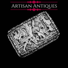 Load image into Gallery viewer, Rare Antique Georgian Solid Silver Vinaigrette Figural Scene with Animals &amp; Harp &quot;Orpheus Enchanting Animals&quot;- Joseph Taylor 1827 - Artisan Antiques
