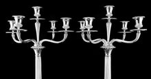 Load image into Gallery viewer, A Magnificent Pair of English Solid Sterling Silver 5-Light Candelabra, (58cm, 5kg+) Neoclassical Design - Hunt &amp; Roskell (Late Storr Mortimer &amp; Hunt)
