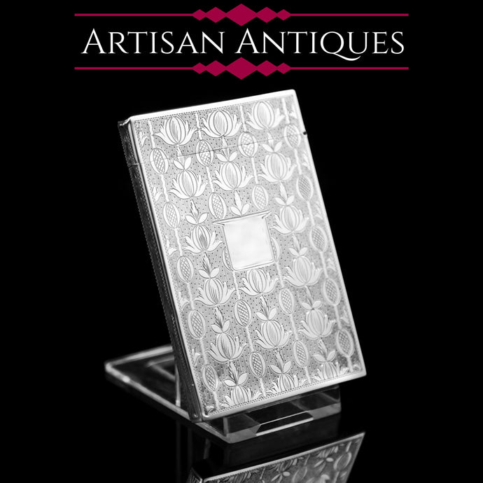 Antique Georgian Solid Silver Card Case with Floral Engravings of Thistles - Taylor & Perry 1835 - Artisan Antiques