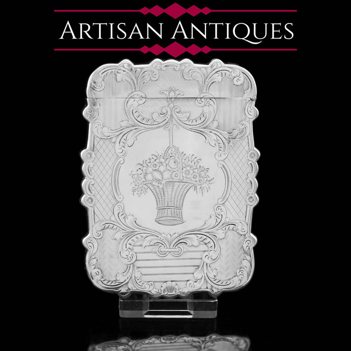 Antique Victorian Solid Silver Card Case with Floral Engravings - Taylor & Perry 1898 - Artisan Antiques