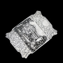 Load image into Gallery viewer, Antique Solid Silver &#39;Castle Top&#39; Double Sided Card Case Depicting Windsor Castle and Kenilworth Castle - Taylor &amp; Perry 1841
