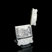 Load image into Gallery viewer, Antique Solid Silver &#39;Castle Top&#39; Double Sided Card Case Depicting Windsor Castle and Kenilworth Castle - Taylor &amp; Perry 1841
