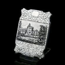 Load image into Gallery viewer, Antique Solid Silver &#39;Castle Top&#39; Double Sided Card Case Depicting Windsor Castle and Kenilworth Castle - Taylor &amp; Perry 1841
