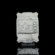 Load image into Gallery viewer, Antique Solid Silver &#39;Castle Top&#39; Double Sided Card Case Depicting Windsor Castle and Kenilworth Castle - Taylor &amp; Perry 1841

