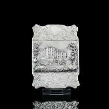 Load image into Gallery viewer, Antique Solid Silver &#39;Castle Top&#39; Double Sided Card Case Depicting Windsor Castle and Kenilworth Castle - Taylor &amp; Perry 1841

