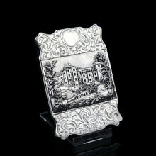 Load image into Gallery viewer, Antique Solid Silver &#39;Castle Top&#39; Double Sided Card Case Depicting Windsor Castle and Kenilworth Castle - Taylor &amp; Perry 1841
