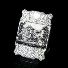 Load image into Gallery viewer, Antique Solid Silver &#39;Castle Top&#39; Double Sided Card Case Depicting Windsor Castle and Kenilworth Castle - Taylor &amp; Perry 1841
