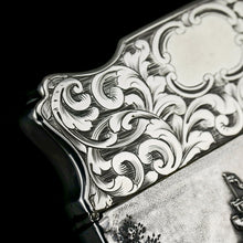 Load image into Gallery viewer, Antique Solid Silver &#39;Castle Top&#39; Double Sided Card Case Depicting Windsor Castle and Kenilworth Castle - Taylor &amp; Perry 1841
