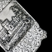 Load image into Gallery viewer, Antique Solid Silver &#39;Castle Top&#39; Double Sided Card Case Depicting Windsor Castle and Kenilworth Castle - Taylor &amp; Perry 1841

