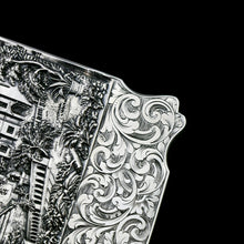 Load image into Gallery viewer, Antique Solid Silver &#39;Castle Top&#39; Double Sided Card Case Depicting Windsor Castle and Kenilworth Castle - Taylor &amp; Perry 1841
