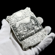 Load image into Gallery viewer, Antique Solid Silver &#39;Castle Top&#39; Double Sided Card Case Depicting Windsor Castle and Kenilworth Castle - Taylor &amp; Perry 1841
