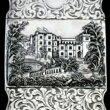 Load image into Gallery viewer, Antique Solid Silver &#39;Castle Top&#39; Double Sided Card Case Depicting Windsor Castle and Kenilworth Castle - Taylor &amp; Perry 1841
